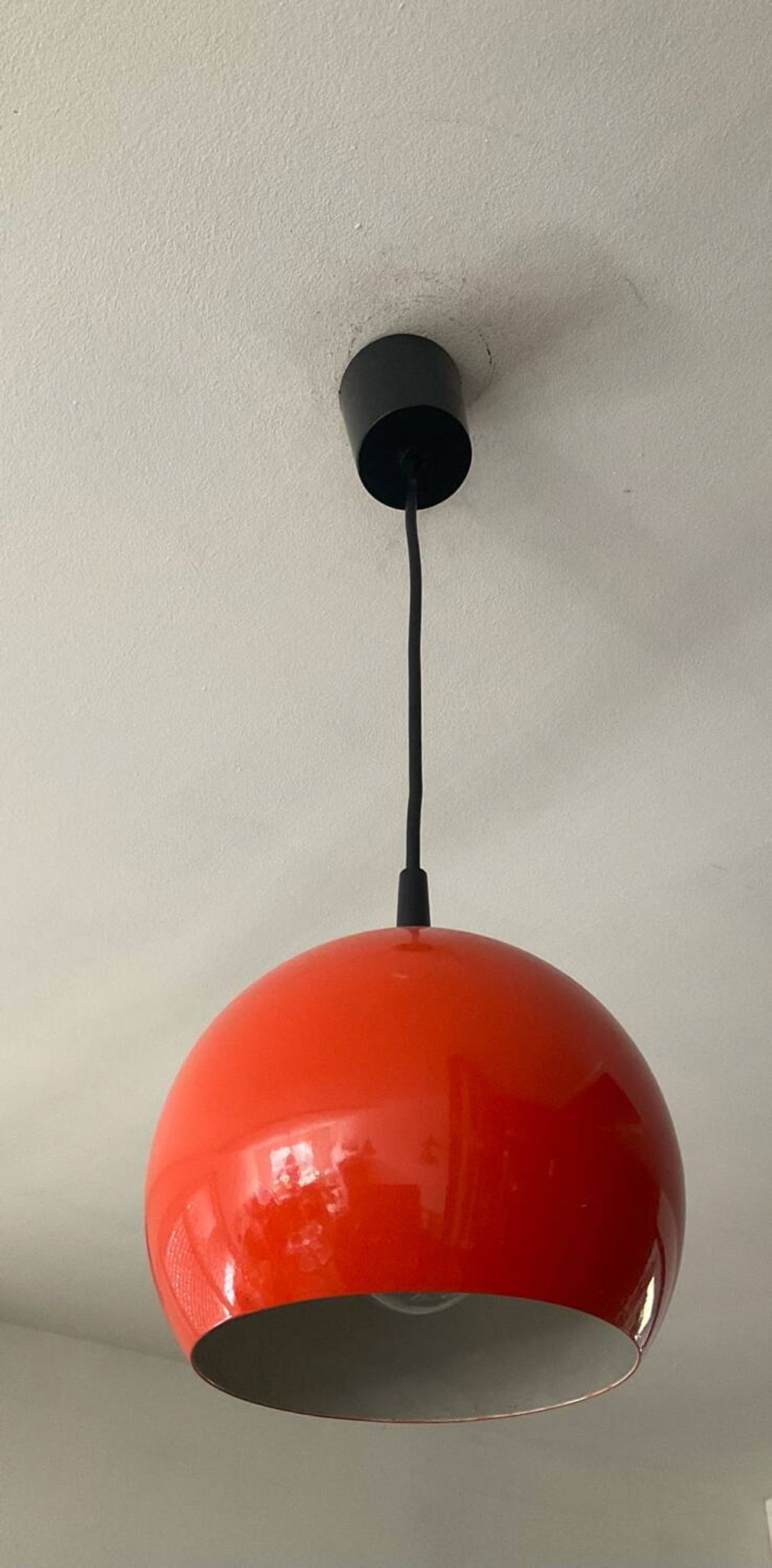 Space Age orange metal pendant light