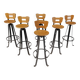 Vintage brutalist bar stools, set of 6 - 1970s