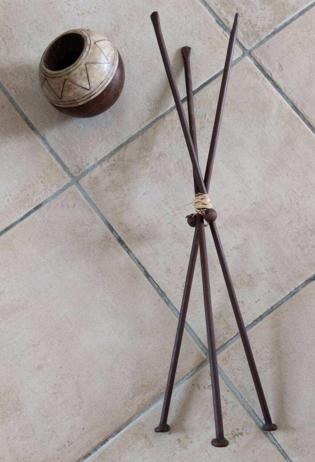 Vintage iron tripod plant holder candle holder