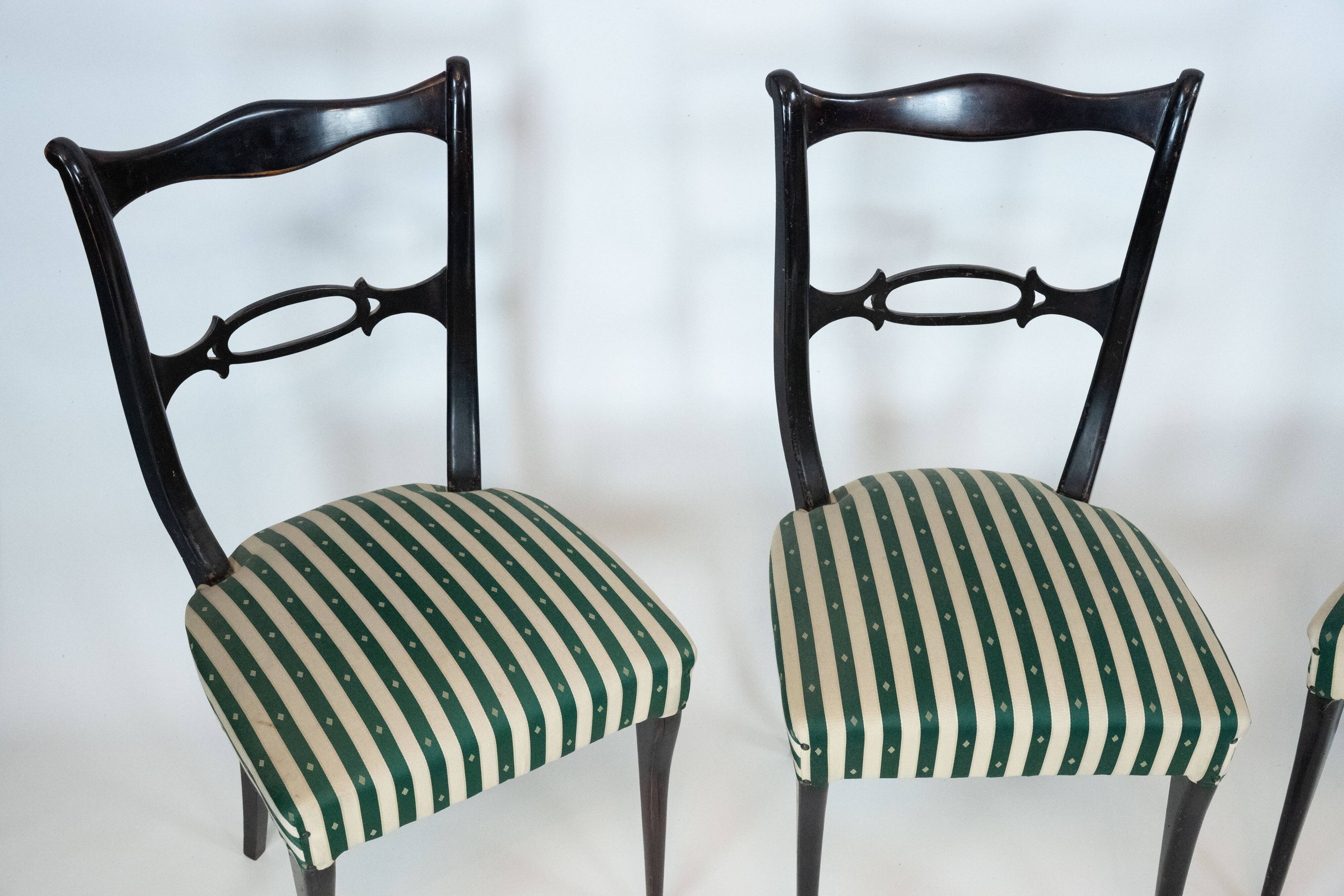 Mid-Century set of six dining chairs attributed to Paolo Buffa. Italy 1950s