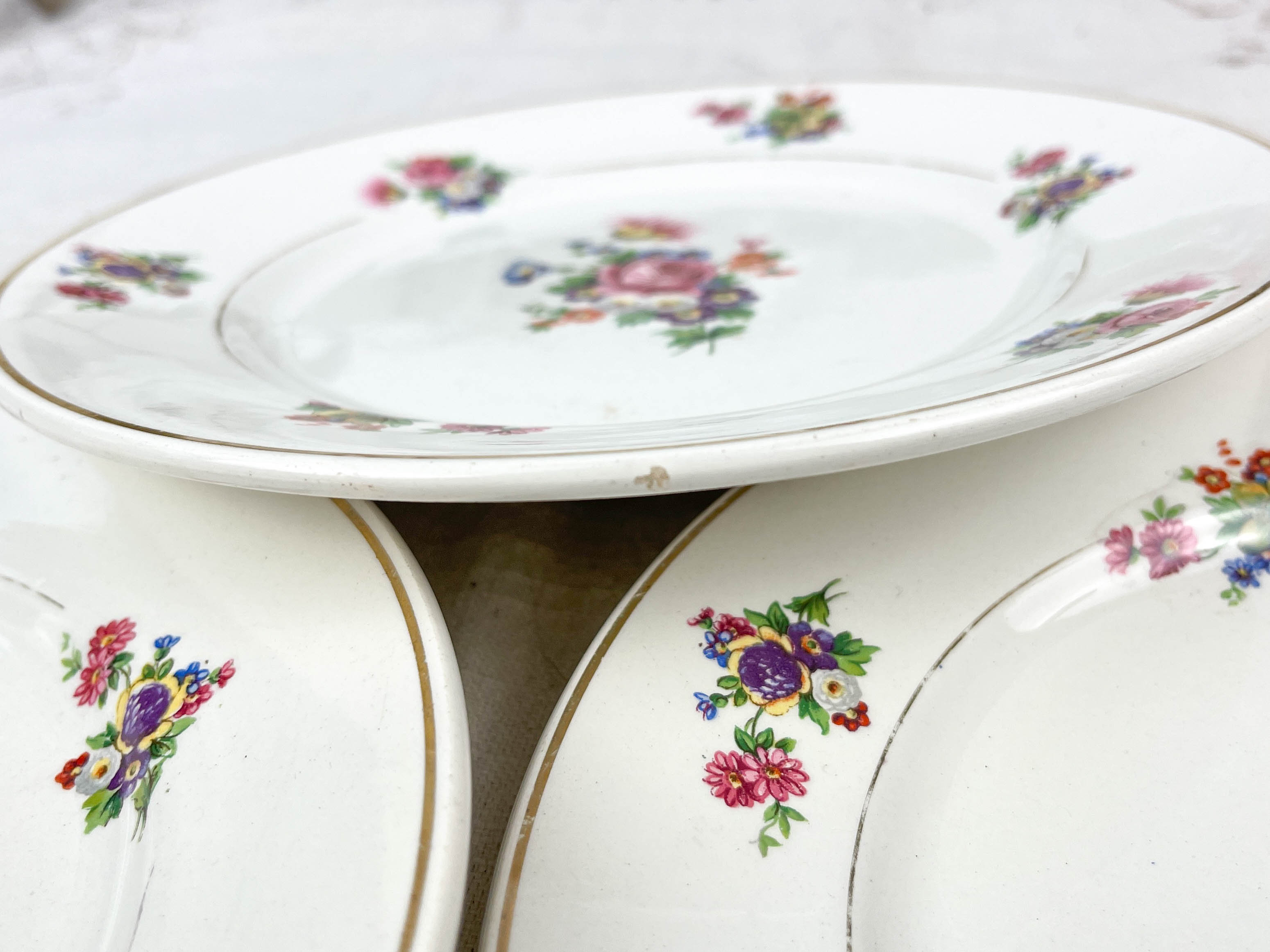 4 small plates iron earth salins model "anny" floral pattern