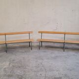 Paire de bancs d'école maternelle enfant fabrication 1950
