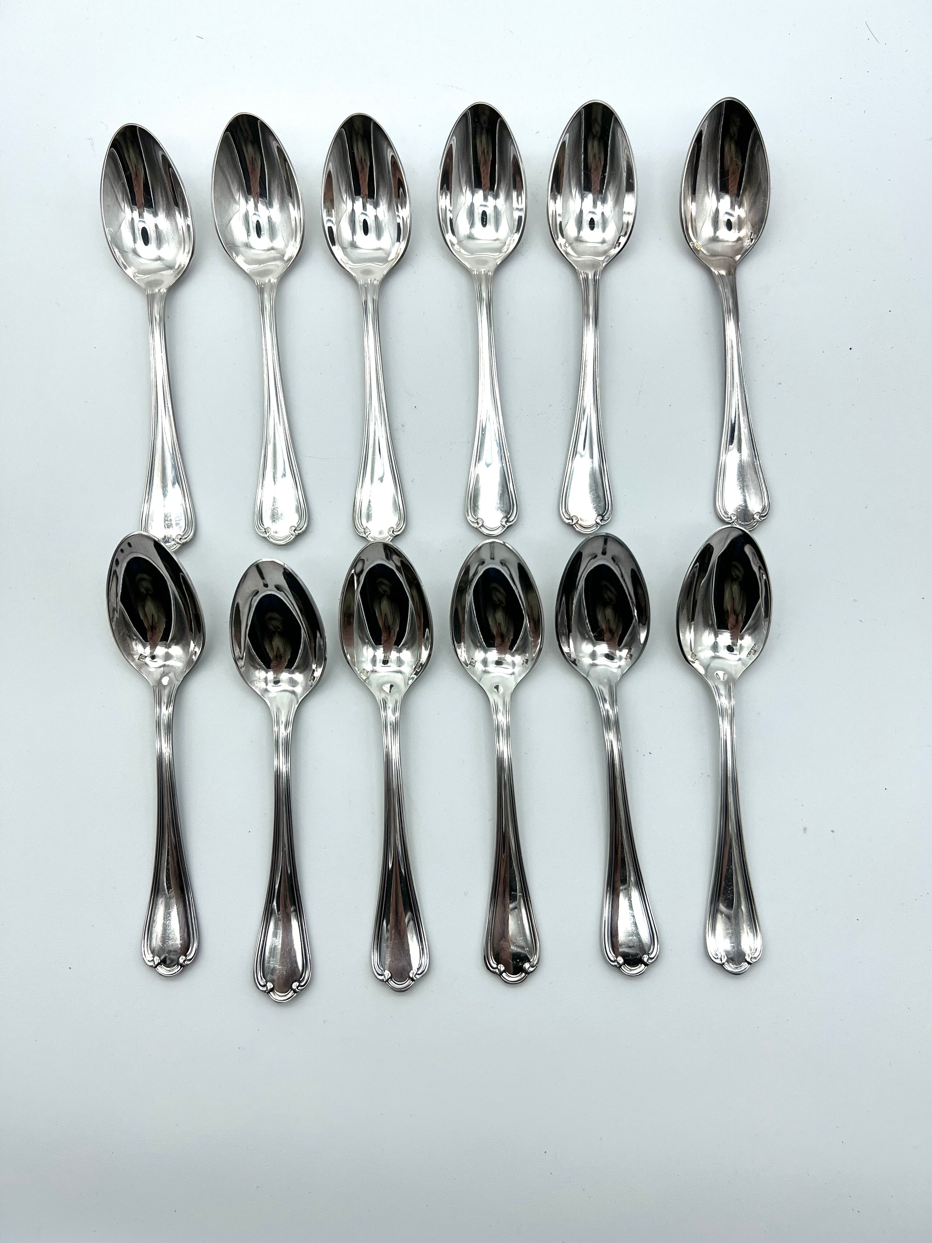 12 spoons dessert model sully silver metal in a case