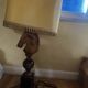 large alabaster lamp sculpted in the shape of a chess horse head 1960.