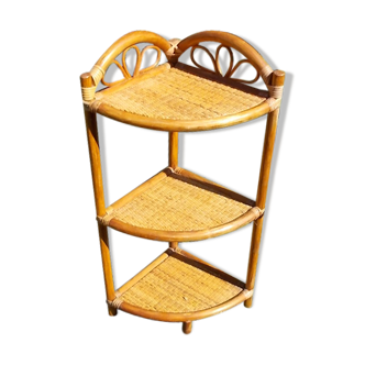 Etagère angle rotin