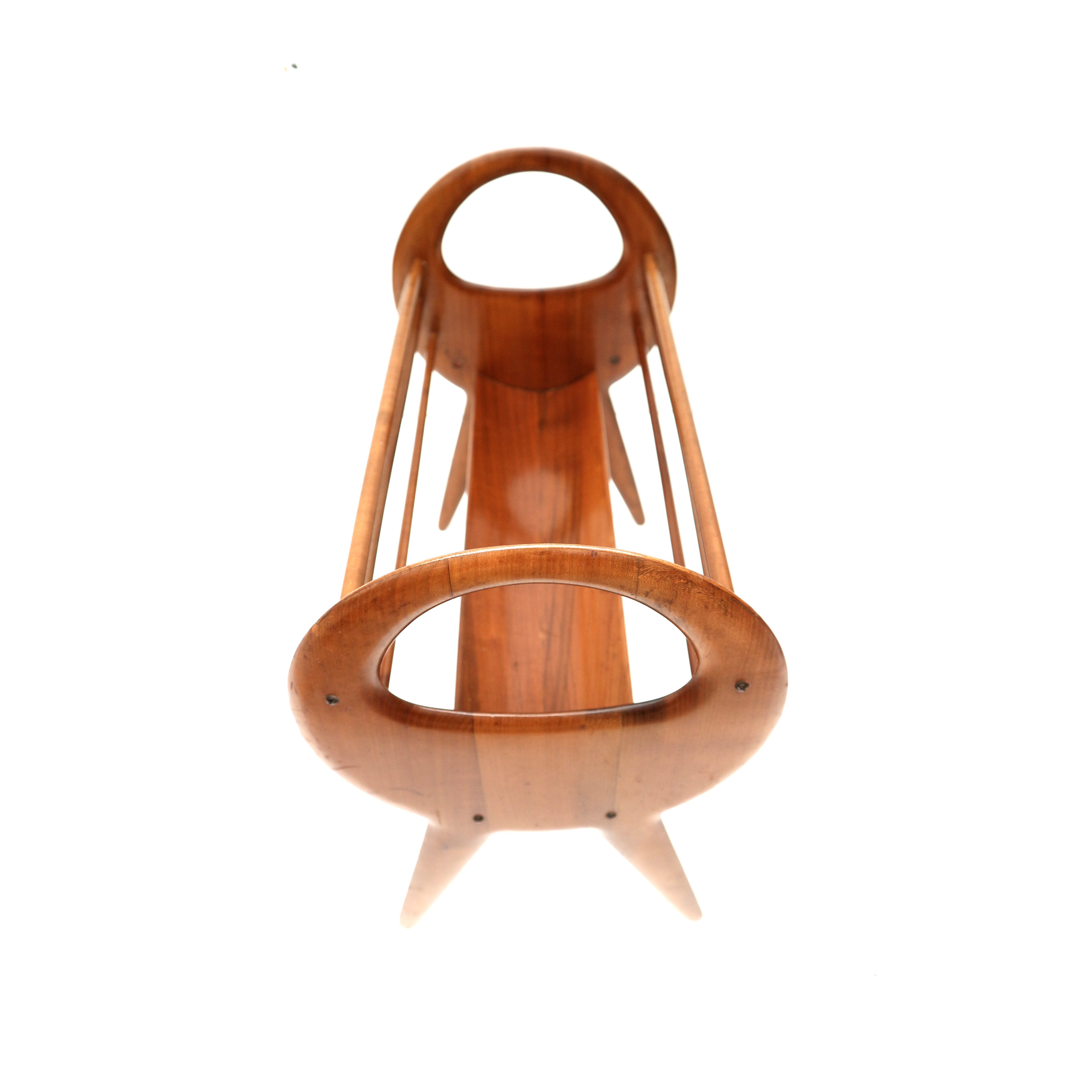 Vintage organically designed magazine rack / reading basket from the 1960s