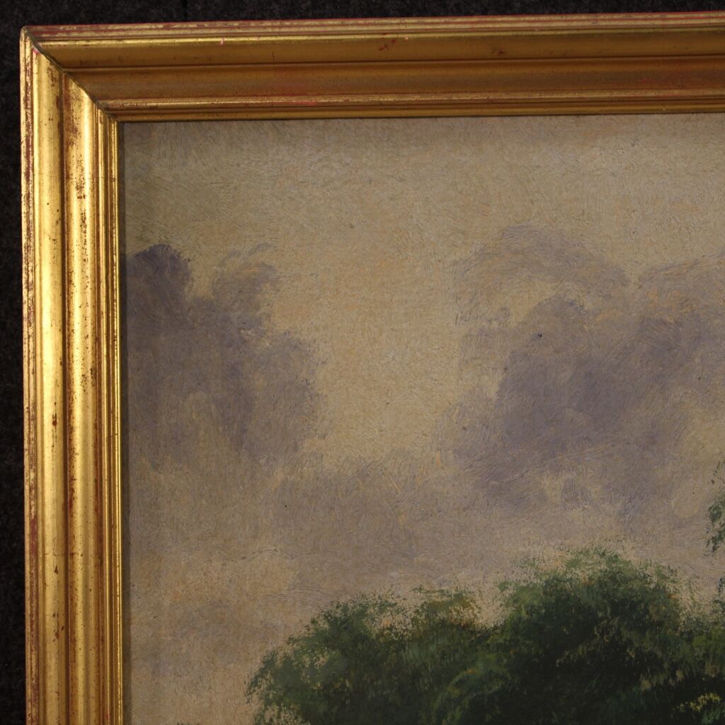 Italian countryside landscape painting oil on canvas from 20th century