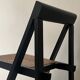 Folding designer chair in black wood and caning, Aldo Jacober 1970