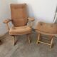 Relax armchair and its velvet ottoman from the 70s /80