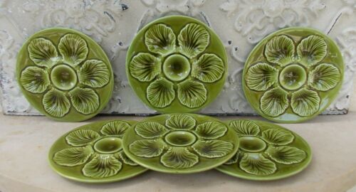 6 oyster plates Proceram vintage Green color