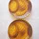 Lot de 4 assiettes plates à poisson céramique marron Digoin Sarreguemines