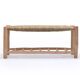 Artisanal bench with shelves, seat in raffia, bench in natural wood.