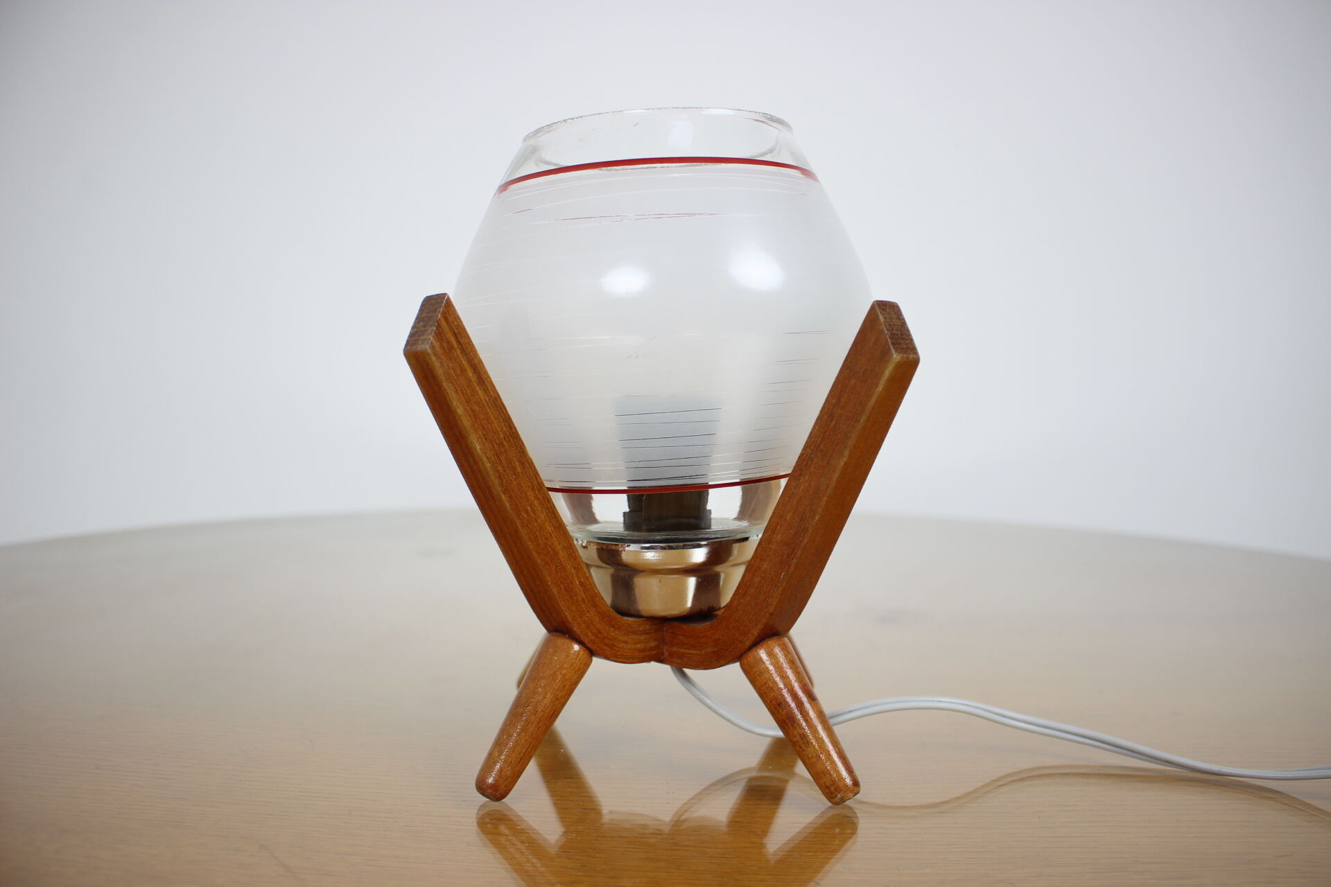 Mid-century design bedside table lamp Dřevo Humpolec, 1970's.