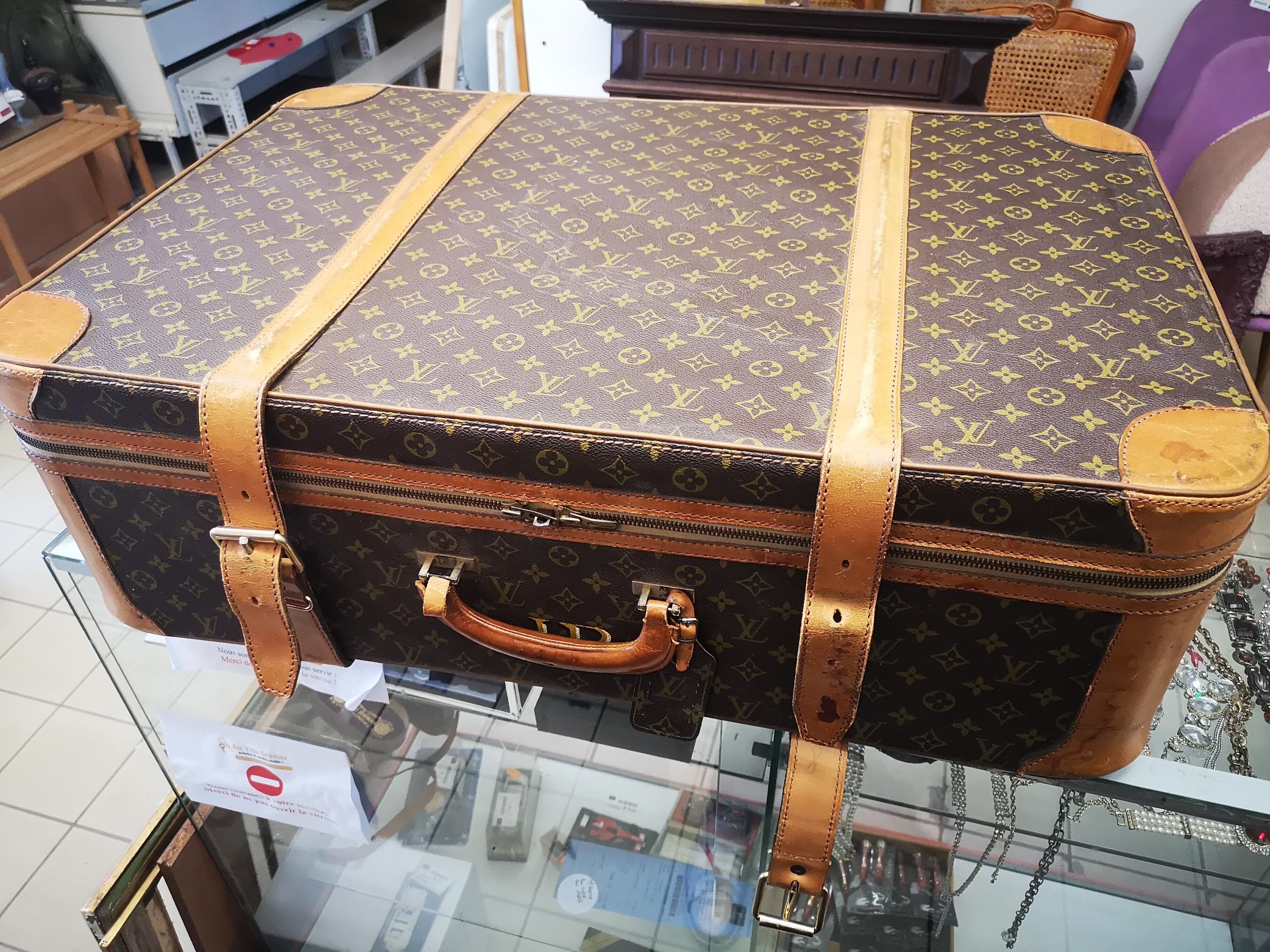 Louis Vuitton leather suitcase