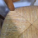 4 rustic farmhouse chairs made of wood and straw