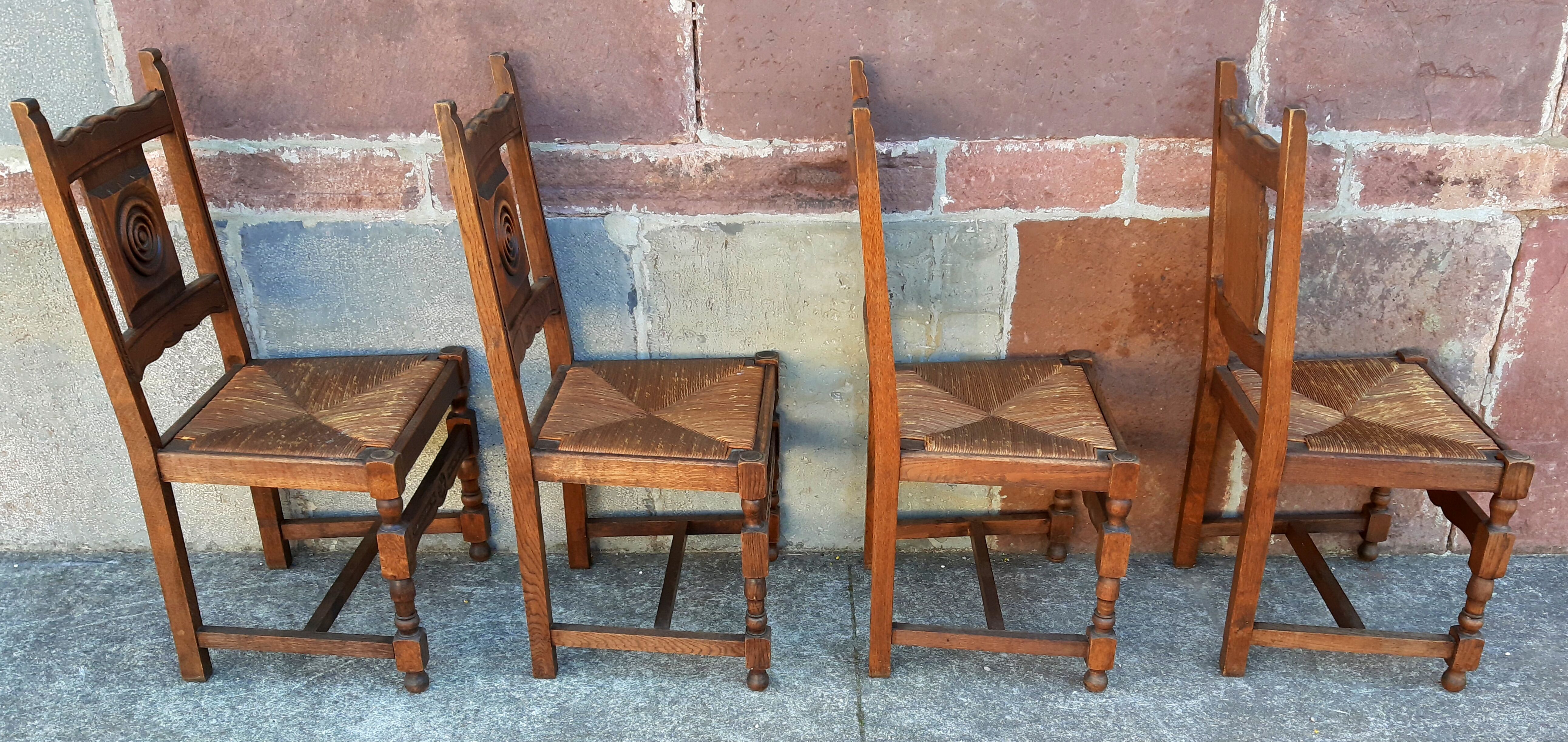 4 Basque oak chairs