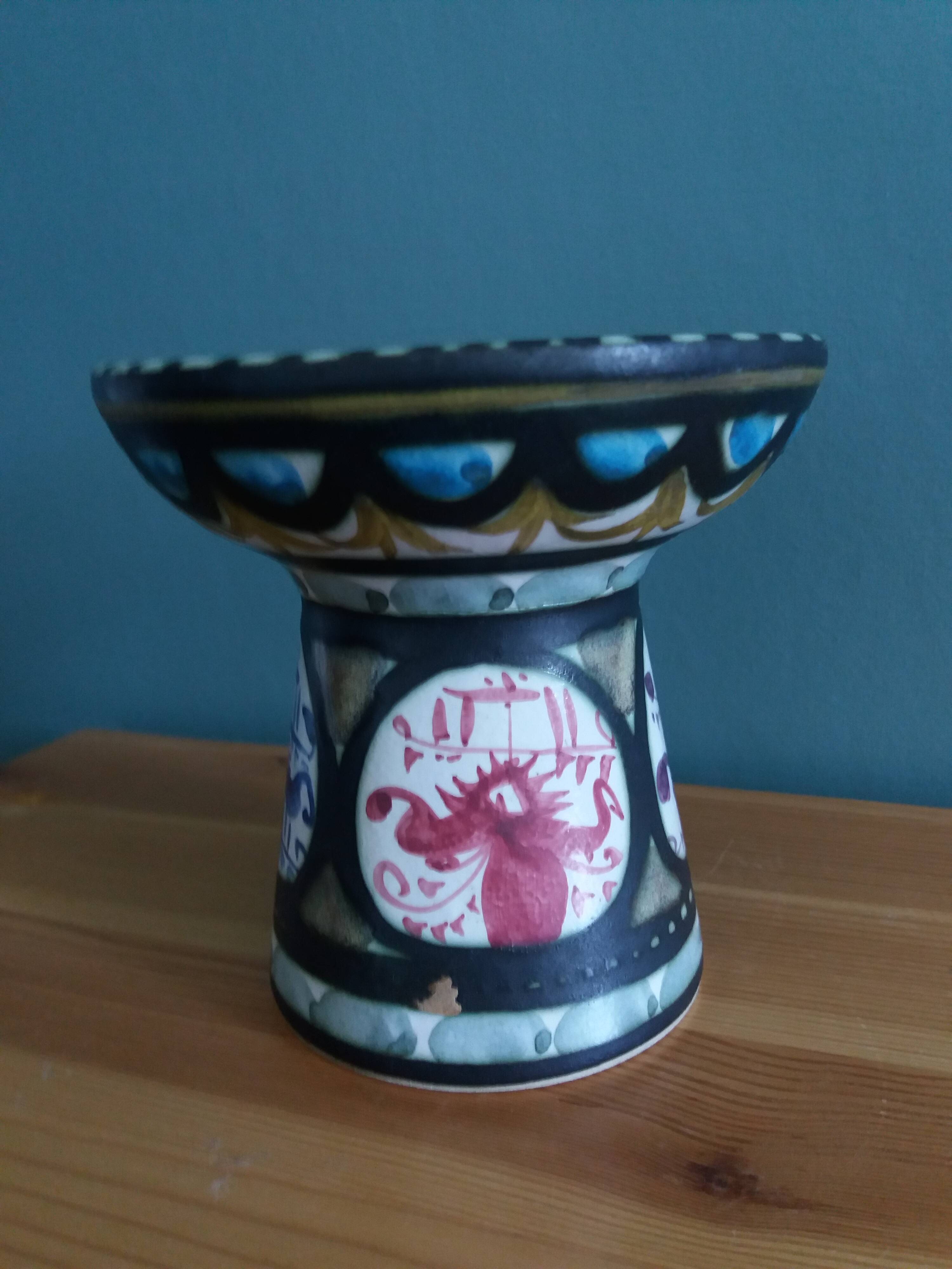Candlestick holder signed André L'Helguen Keraluc Quimper