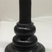Vintage black ceramic candle holder signed AP