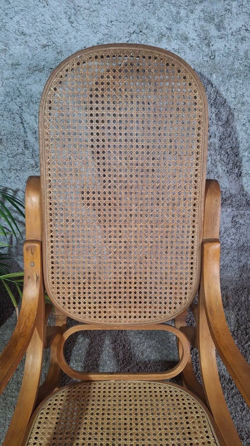 Rocking-chair style Thonet hêtre courbé & cannage – années 60