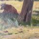Oil on canvas of a Norman landscape with cows circa 1900.