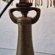 Antique signed reverse painted bronze table lamp, 1910-20