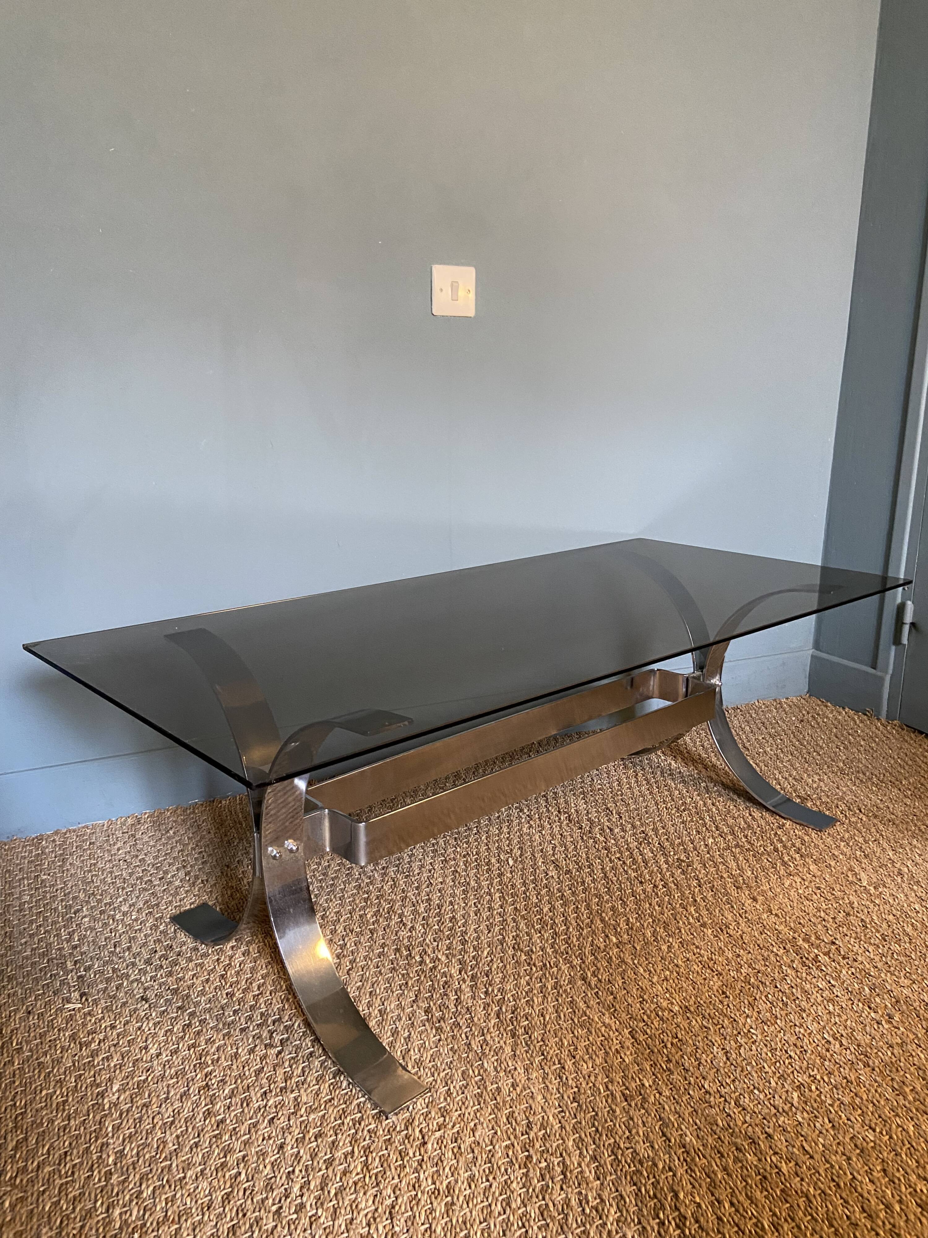 Chrome and smoked glass coffee table from the 70s