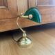 Banker's lamp notary brass and green opaline
