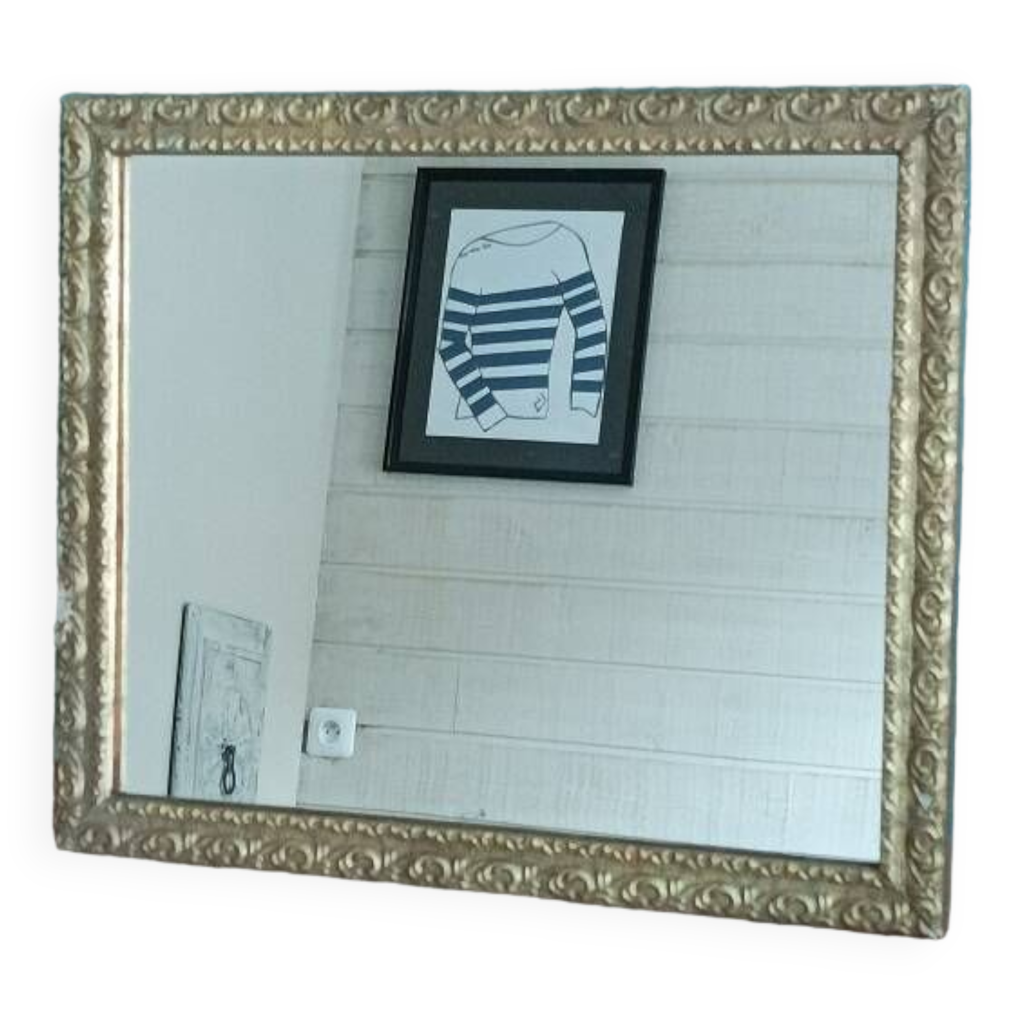 Mirror Carved gilded stucco wood frame patinated dpmc 0923236