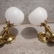 Pair of brass boat swivel appliques - opalin glass globe