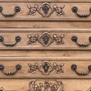 Louis XV style chest of drawers, solid raw oak, 1920.