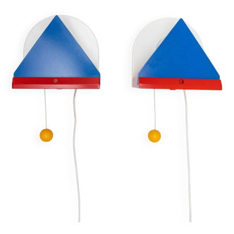 Multicolored Memphis-Style Stoja Wall Lamp Set in Painted Metal by IKEA x Sottsass, 1980s