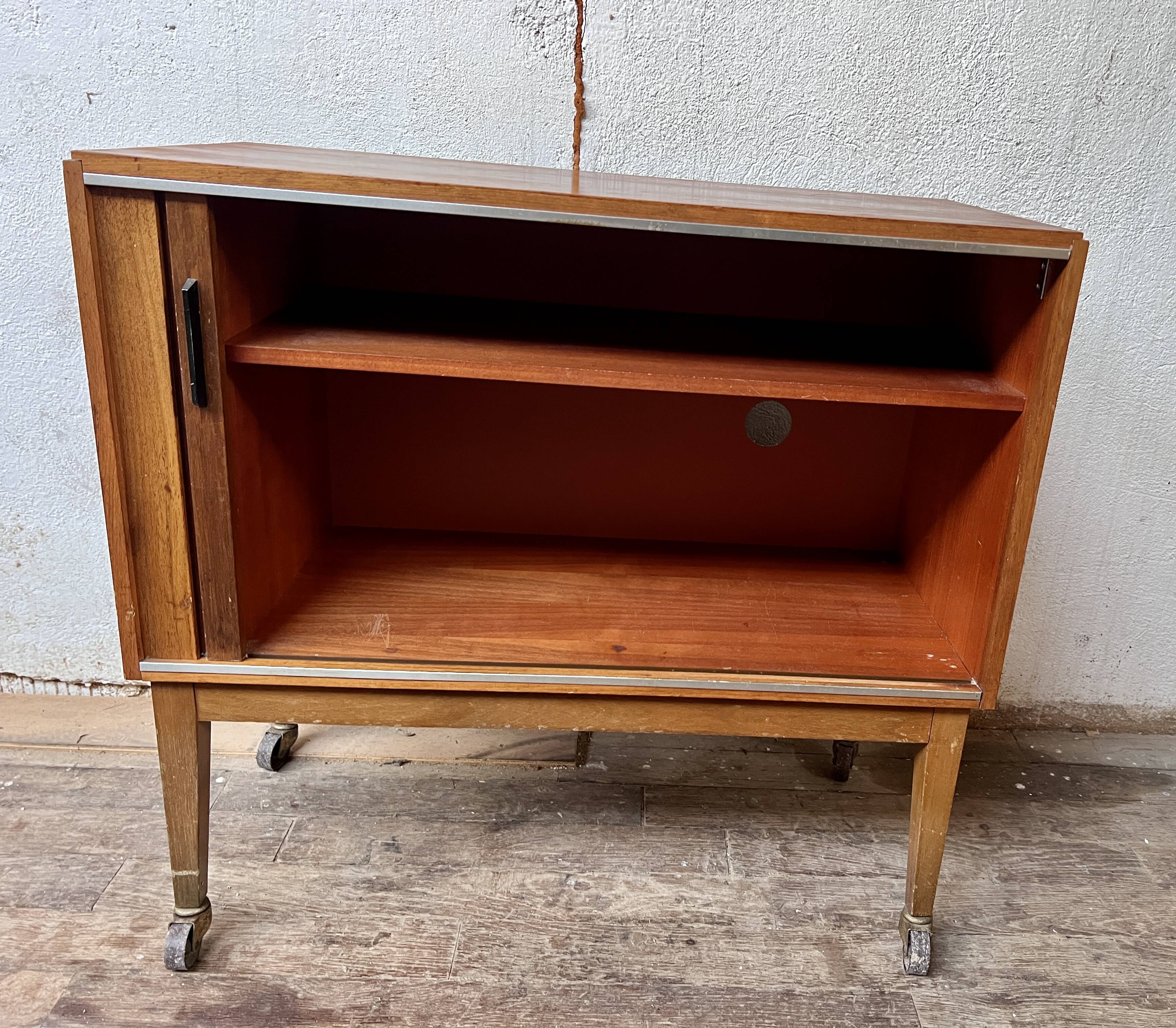 Bar meuble tv hifi à rideau vintage 1950/1960