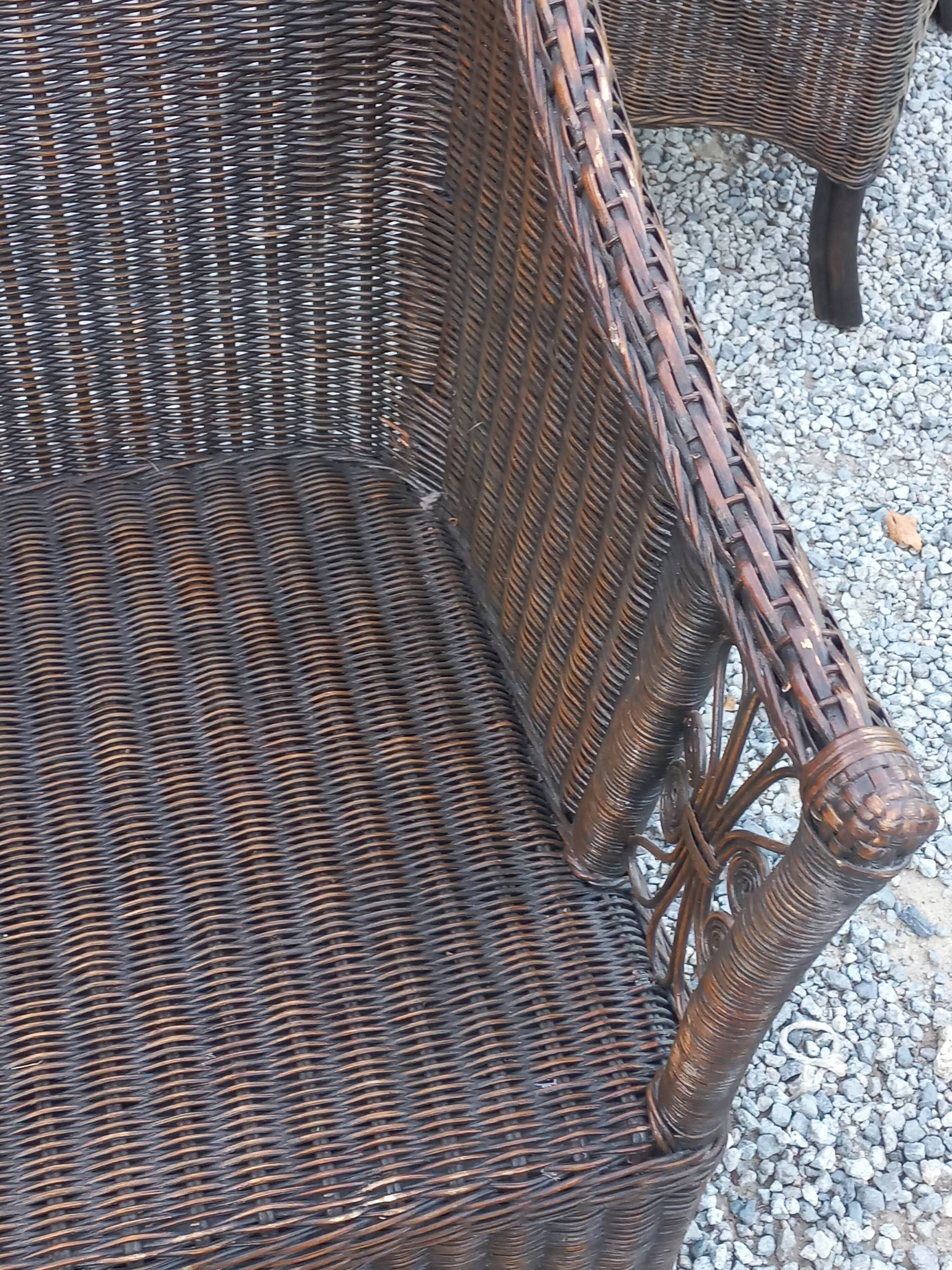 Set de 3 fauteuils en rotin des années 70