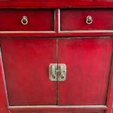 China bahut red lacquered buffet of unusual width 2m60 traditional manufacture