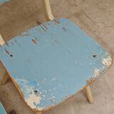 Set of 2 Czechoslovak chairs TON Bystrice Thonet White and Blue