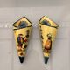 Old pair of ceramic faience bouquets henriot quimper yellow