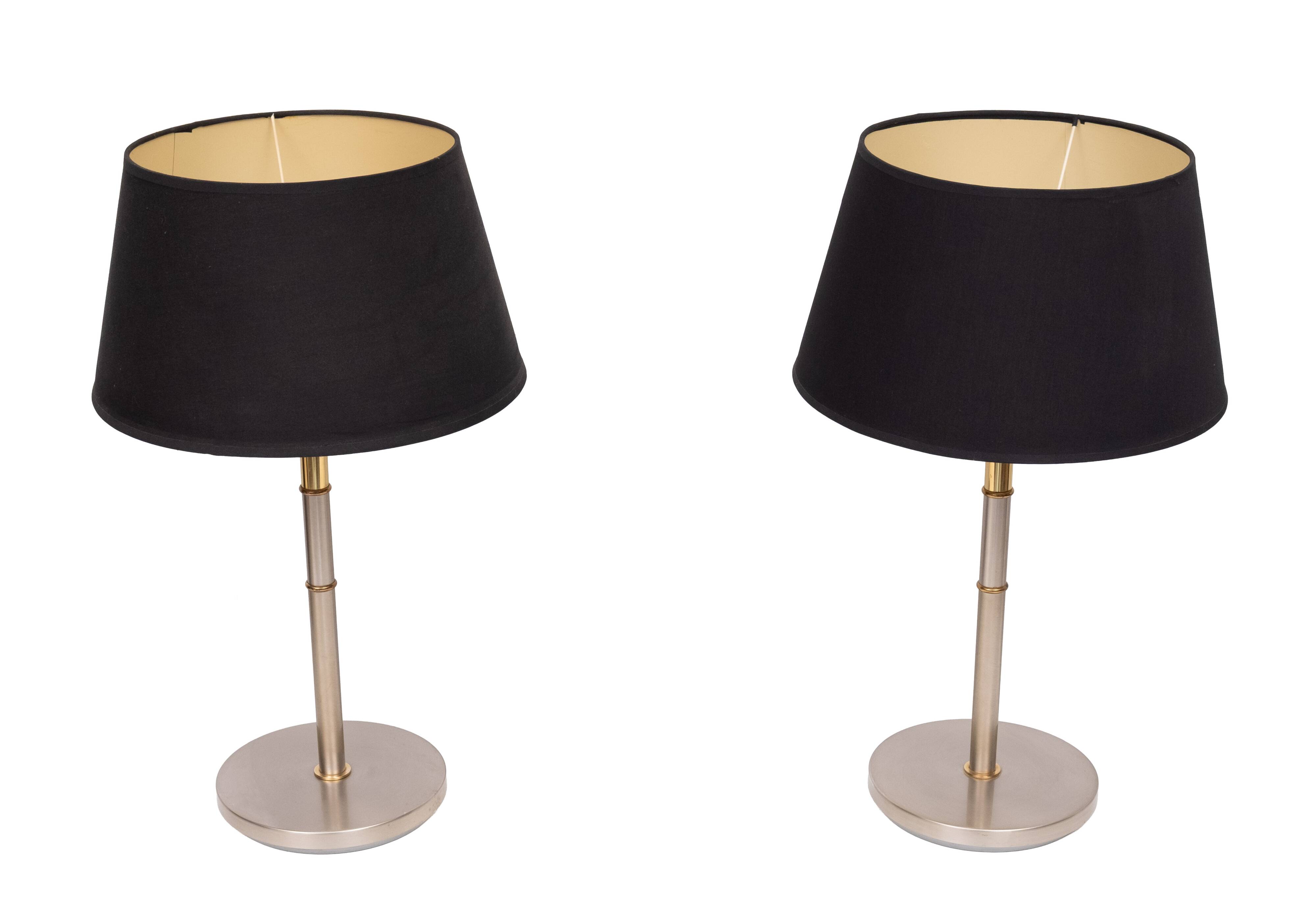 Two Tone Brass Aluminum table lamps 1980s Germany