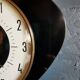 Vintage formica clock silent trapezoid wall clock "Black transistor star"
