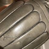 Small pewter vase, roses, signed Petizon