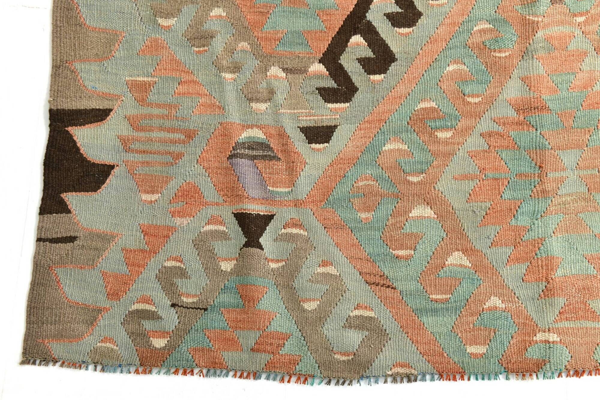 5x8 Blue & Brown Turkish Vintage Kilim Rug, 153x235Cm SK 35166