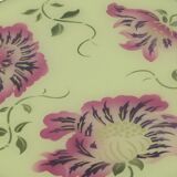 1930s rotatable cake platter glass chrome with pink and purple flower decor