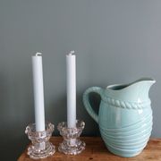 Paire de bougeoirs en verre de Reims