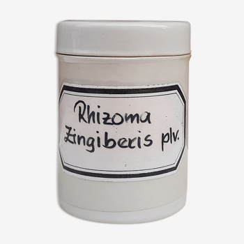 Porcelain apothecary pot, "rhizoma zingiberis pos.", germany 1930