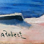 Painting "The sunny pontoon" HST signed A. Robert (post impressionist)