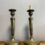 Pair of Empire period candlesticks in gilded bronze circa 1820
