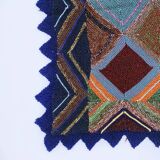Knitted Diamond Throw Blanket Vintage 1970s