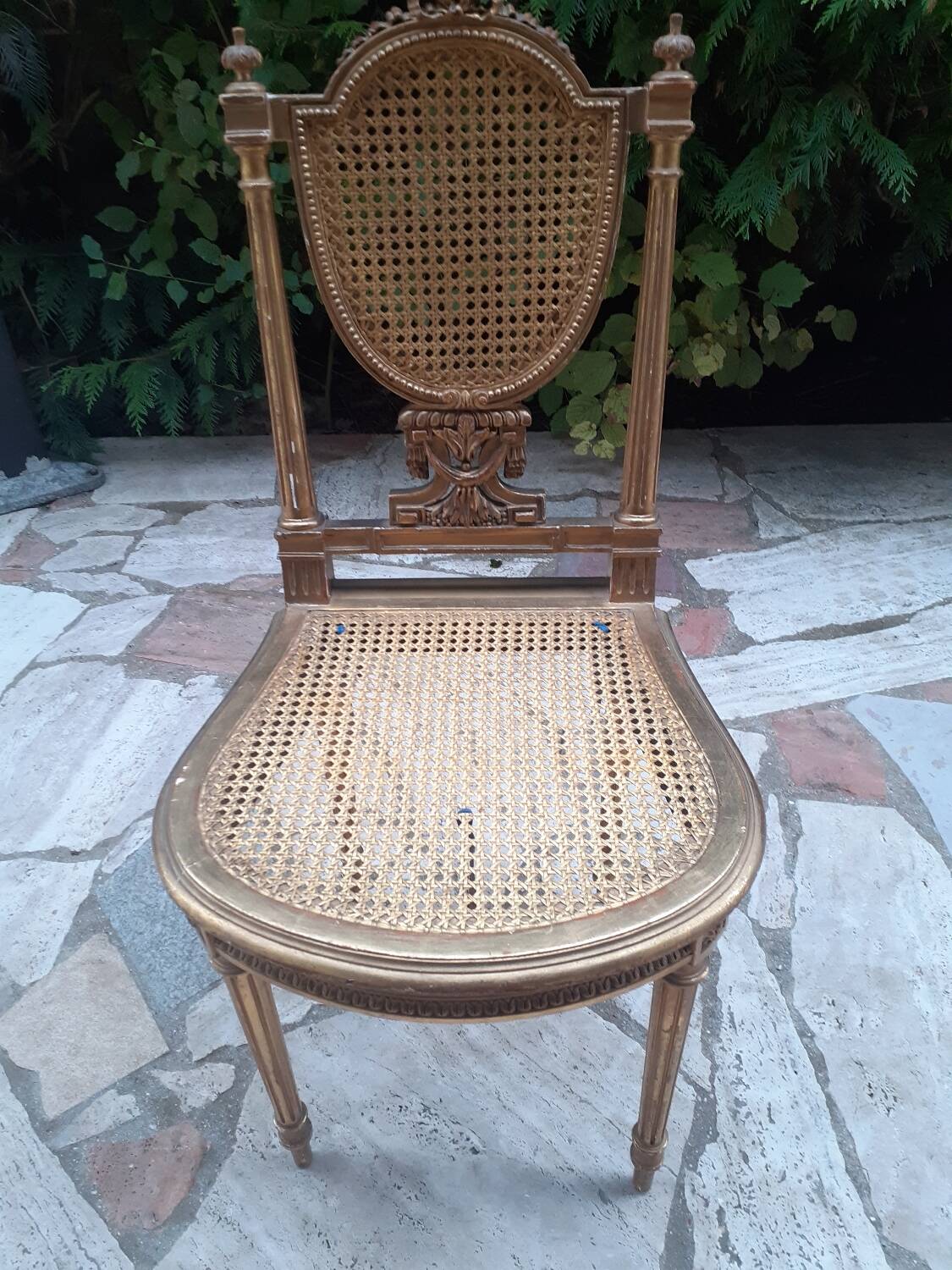 Napoleon III chair in gilded wood, Louis XVI style