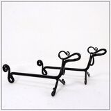 Pair of wrought iron dachshund andirons