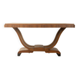 Elegant Art Deco dining table from the 1930s, walnut root veneer
