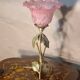 Wrought iron lamp with bronze patina 1920 to 40 pretty tulip pink glass paste 36x